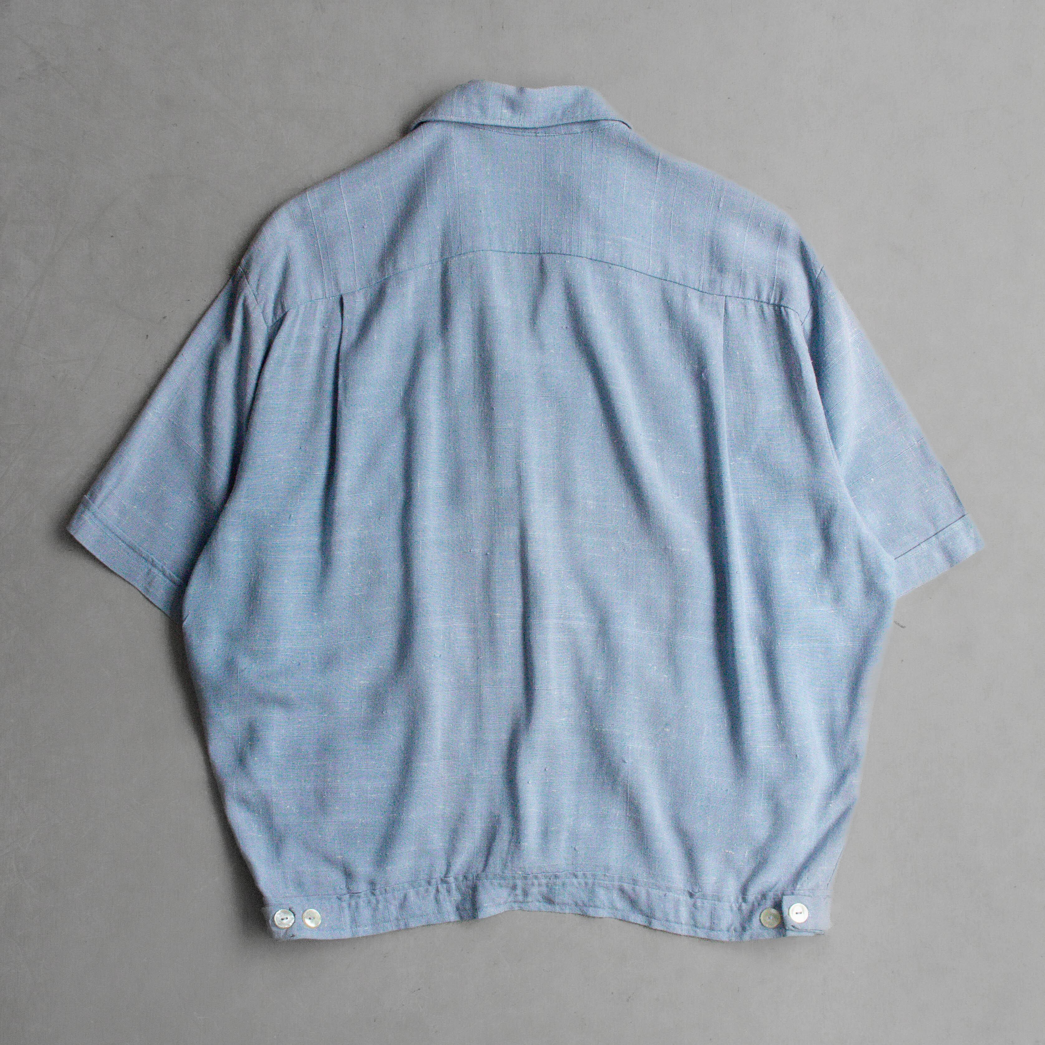 50S SPORTSMAN RAYON SHIRT 美國製 淺藍 拼接 嫘縈 短袖 襯衫