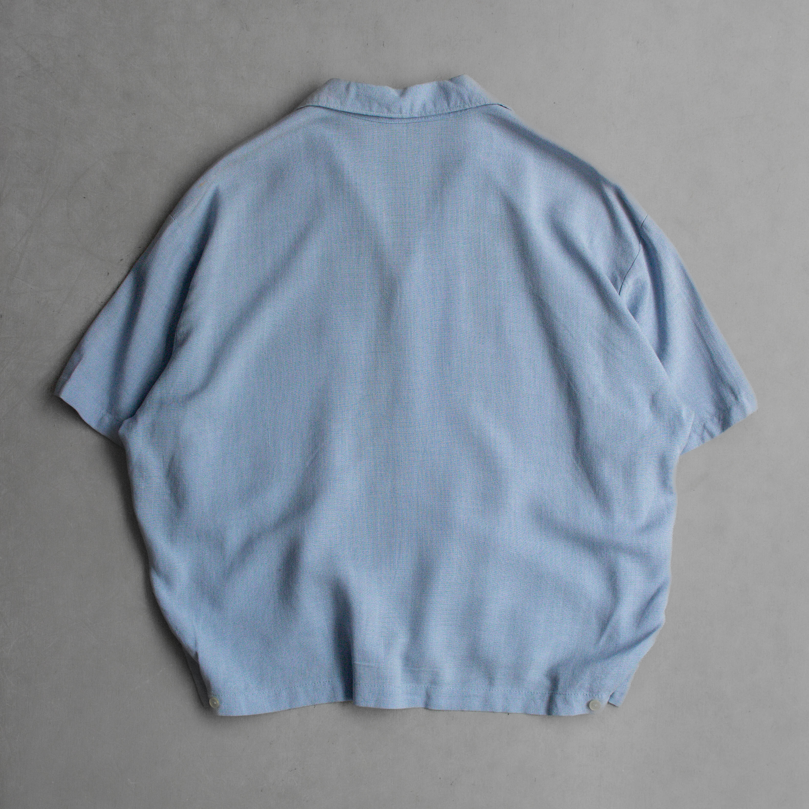50-60S CALIFORNIA RAYON SHIRT 美國製 淺藍 刺繡 嫘縈 短袖 襯衫