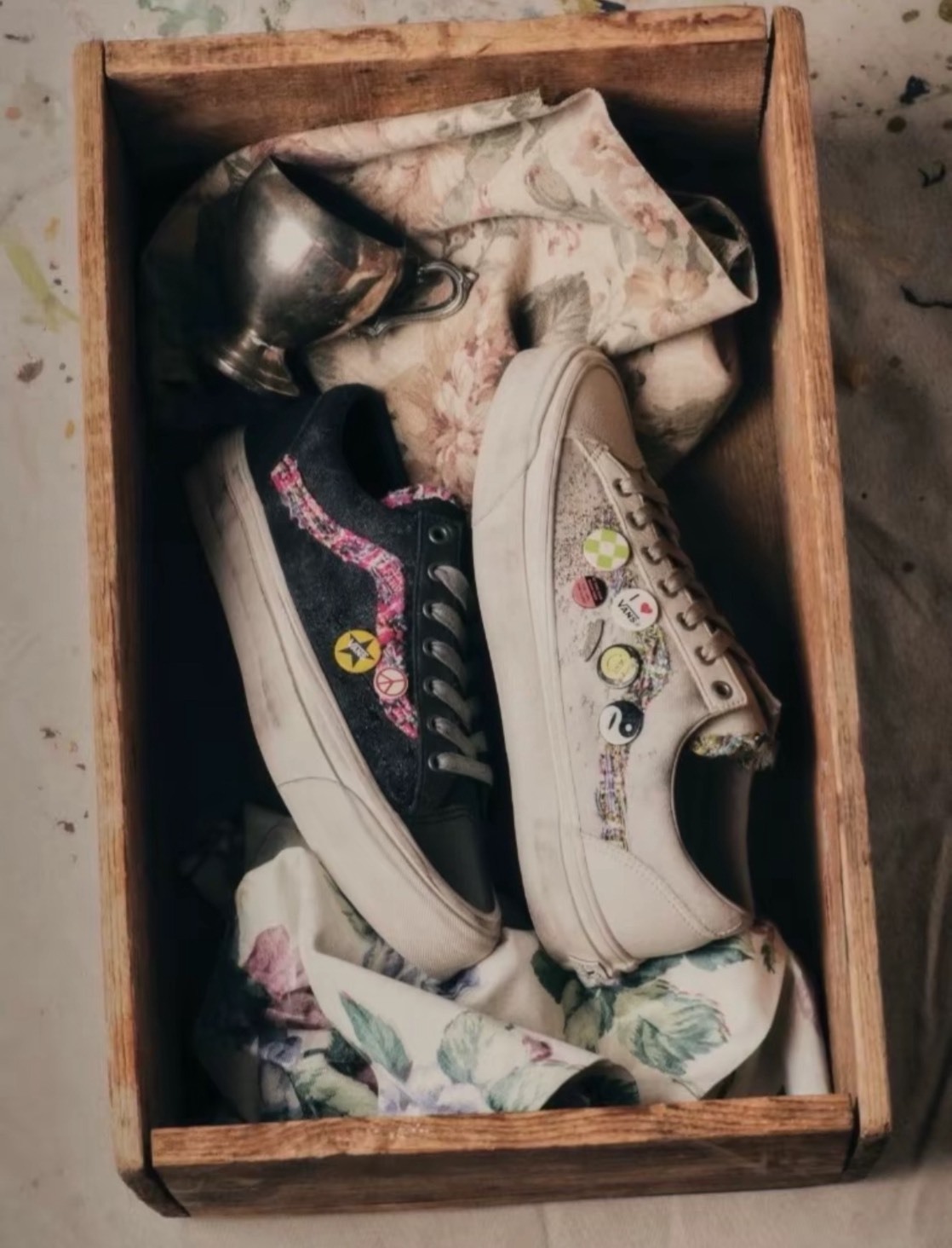 【APAIR】預購 Vans premium old skool 36 Souvenir 小香風 仿舊 滑板鞋 褪色黑 燕麥白