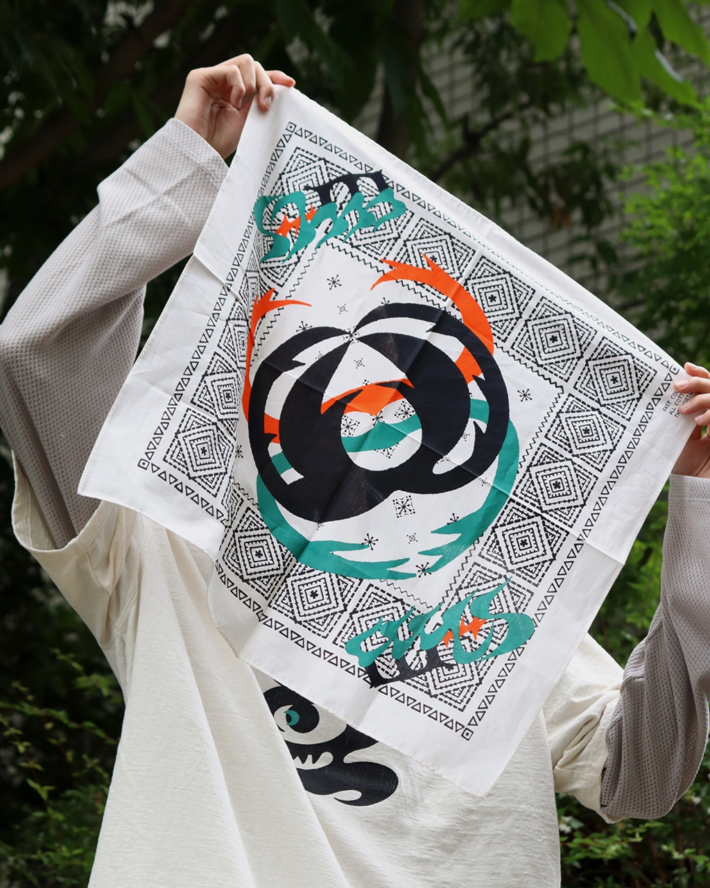 預購┃TNF 紫標 FFFES Graphic Bandana 揪形蟲 印花 圖騰 絲巾 方巾 日本製