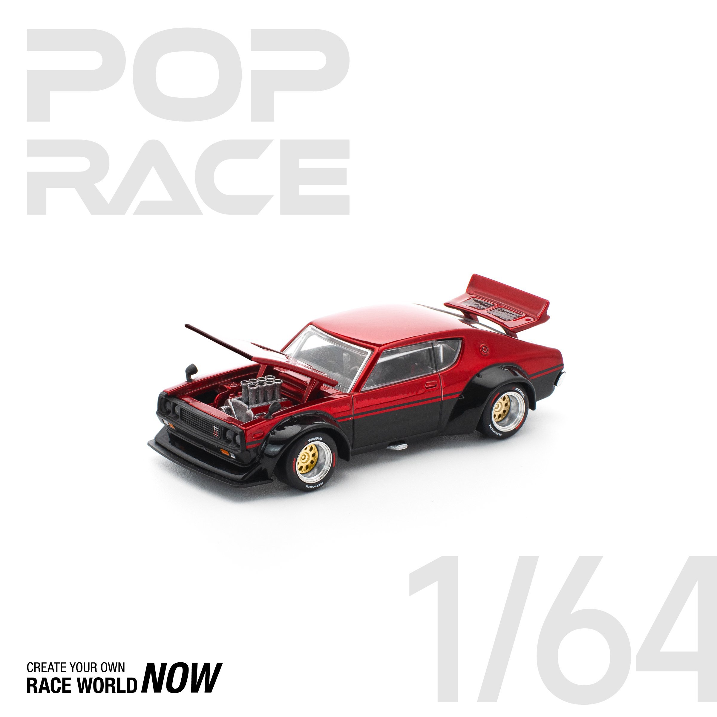 POP RACE 1/64 KPGC110 Kenmeri 紅／黑配色