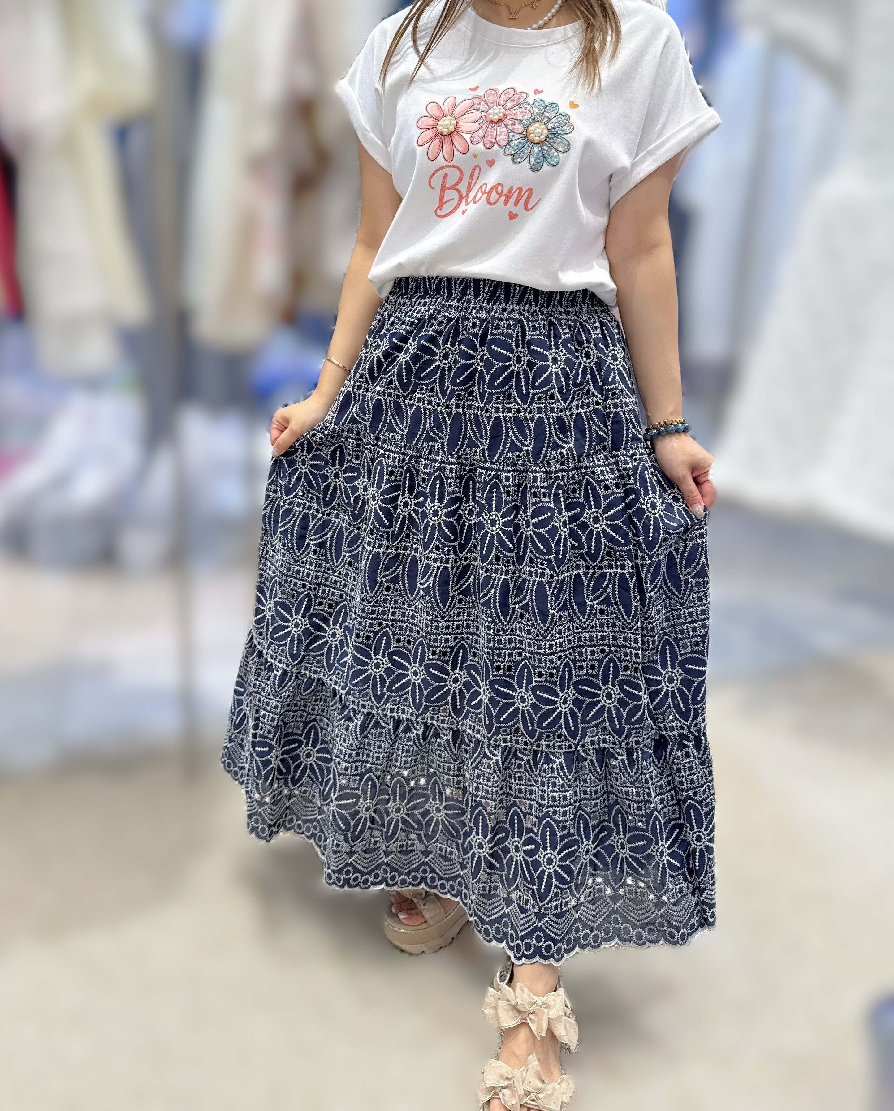 【限量】SM03   花花長裙 腰25-42 HIP46 長33 $399
