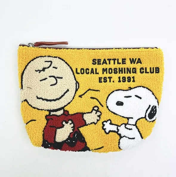 【連線大優惠】JP Snoopy 毛巾刺繡拉鏈袋 查理橙 1612 TK260803