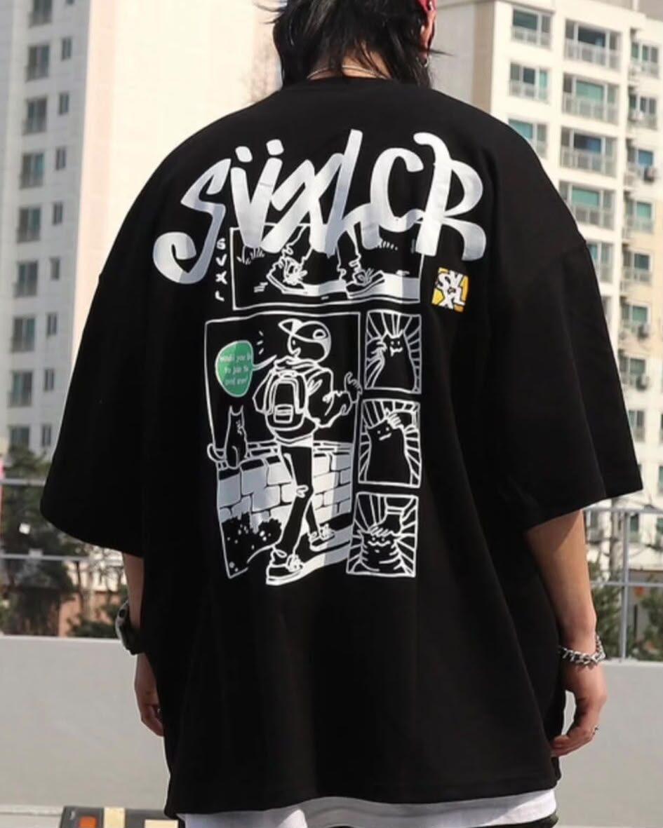 OverSize英文字圖案短袖Tee SVXL-061T