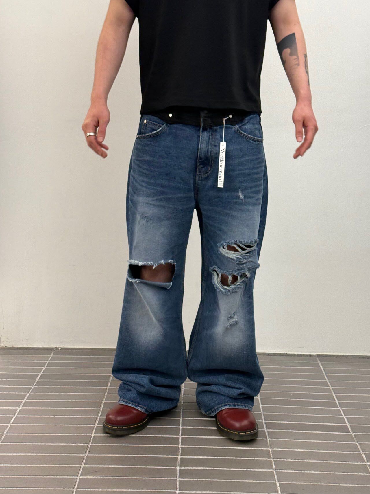 洗水鬆身爛牛仔褲 WD-216J