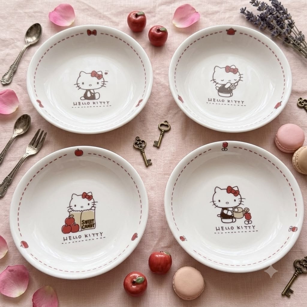 JP 日本製 Hello Kitty 造型陶瓷碟 4件裝 7475 TK260803