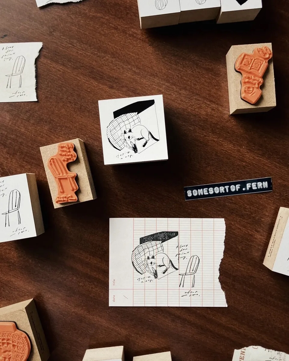 𝐍𝐚𝐩𝐩𝐢𝐧𝐠 𝐂𝐚𝐭 白面壓縮木印章｜台灣 羊君 somesortof.fern