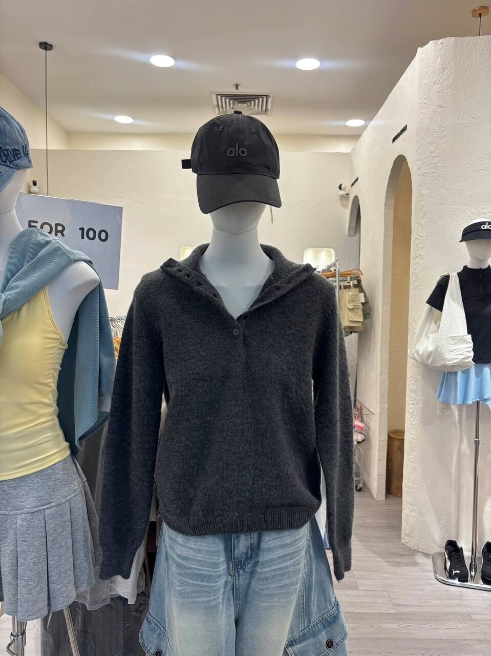 Button Collar Long Sleeve Knit