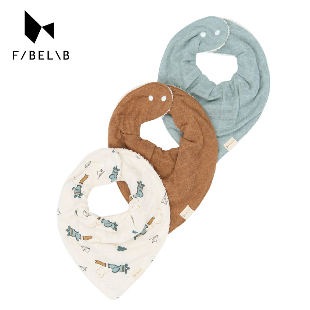 Fabelab 有機棉三角圍兜三入組 (多款可選)