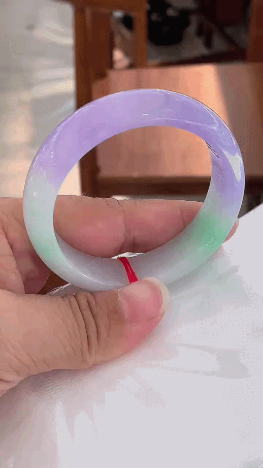 722343 52.5mm三彩正圈翡翠手鐲 (52-54)
