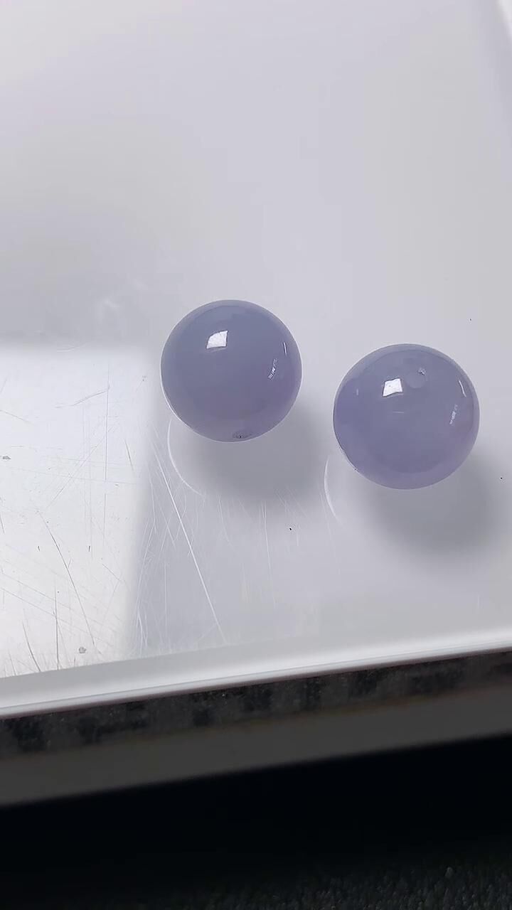 722351 翡翠冰紫珠子一對 (10mm直徑)