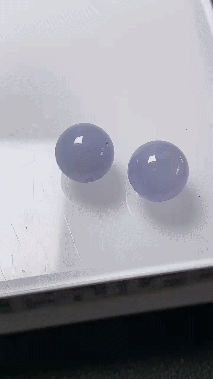 722351 翡翠冰紫珠子一對 (10mm直徑)