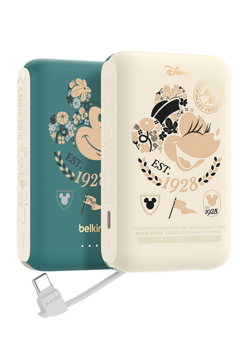 Belkin｜BoostCharge 20W 自帶USB-C線快充行動電源（10,000mAh）–繁花米奇