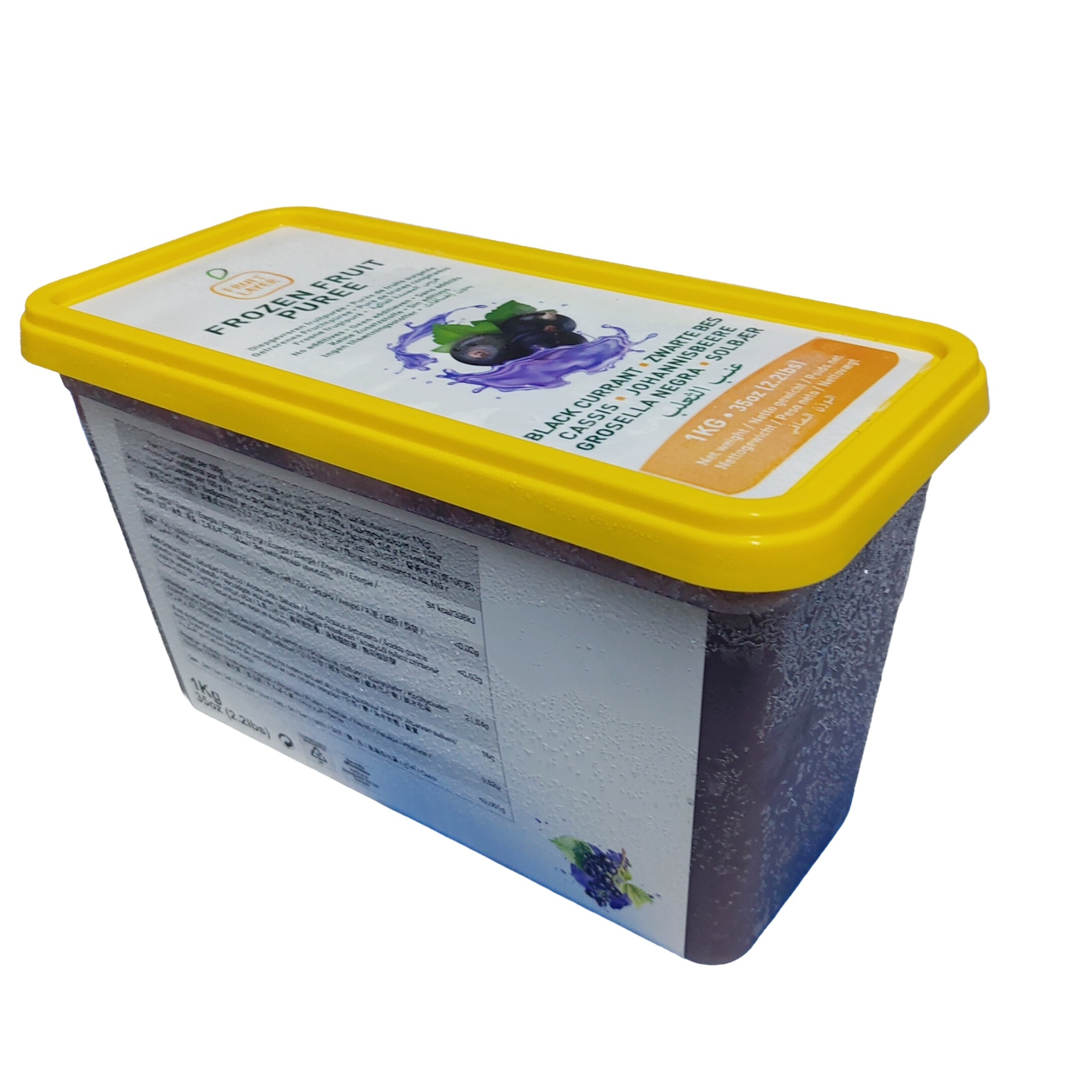 Belgium (Fruit Layer) IQF Blackcurrant Fruit Puree Sweetened 10% Sugar 1kg /box (-18C)