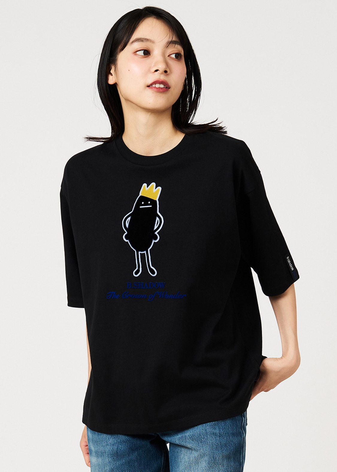 日本預訂 graniph GH Beautiful Shadow Crown | Oversized T-Shirt 黑