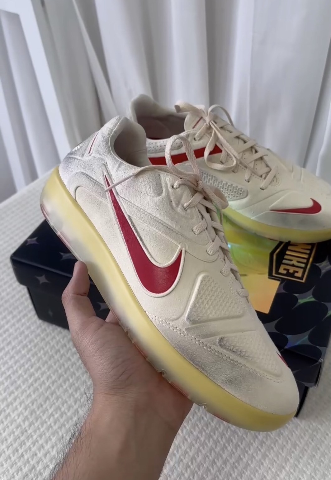 【APAIR】預購 PEACEMINUSONE x Nike Cryoshot CTR360 Maestri 2 韓國隊 足球休閒鞋 米白 作舊 紅勾 GD聯名款 HQ1460-100