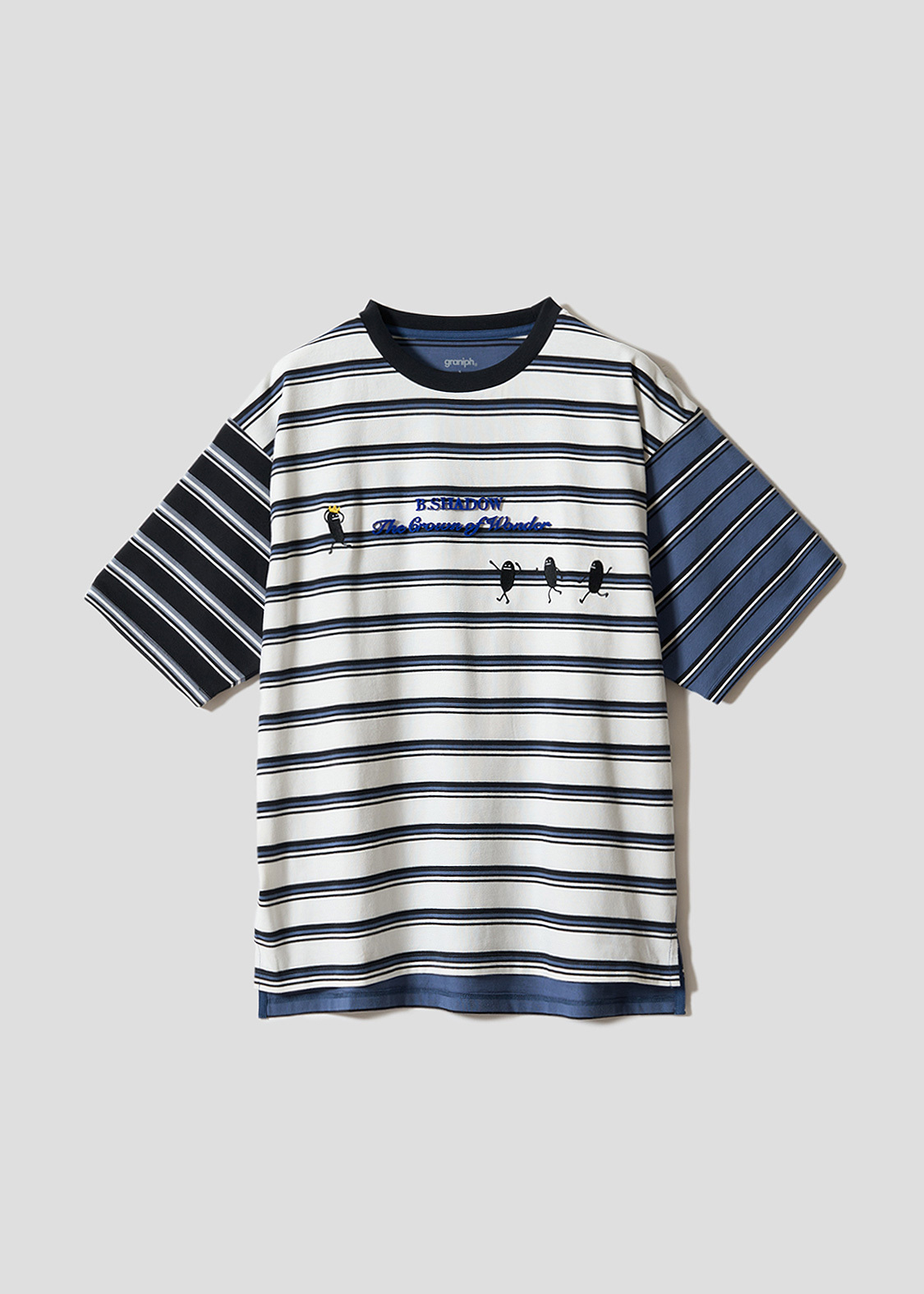 日本預訂 graniph GH Beautiful Shadow Crown | Oversized Striped T-Shirt