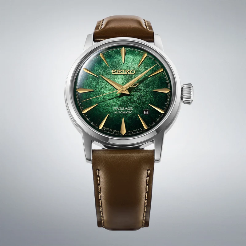 萬年鐘錶 - SEIKO Presage  調酒系列 碎冰紋理面盤經典機械錶 HCB002J1 / 4R35-04A0L 錶徑38.5MM