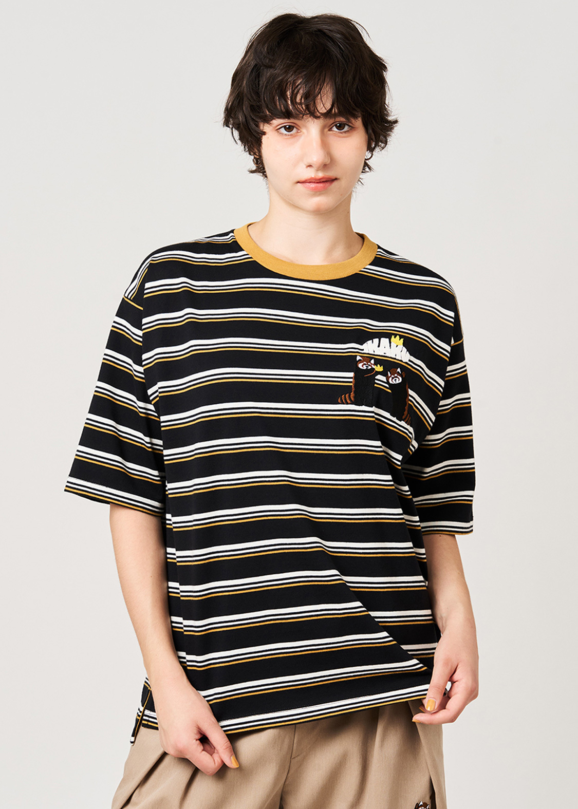 日本預訂 graniph GH Ika-C Royal | Oversized Striped T-Shirt