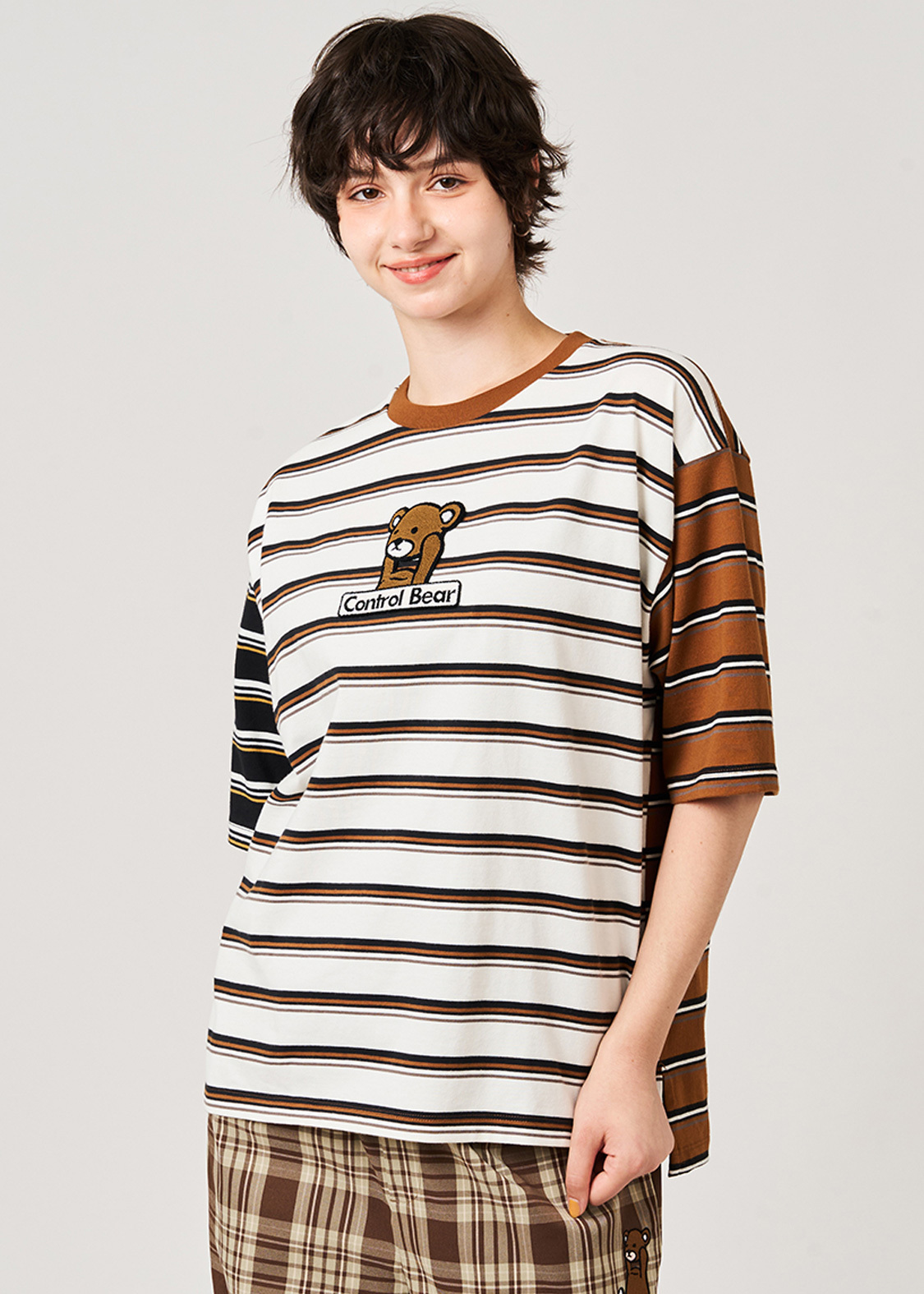 日本預訂 graniph GH Control Bear | Striped Oversized T-Shirt