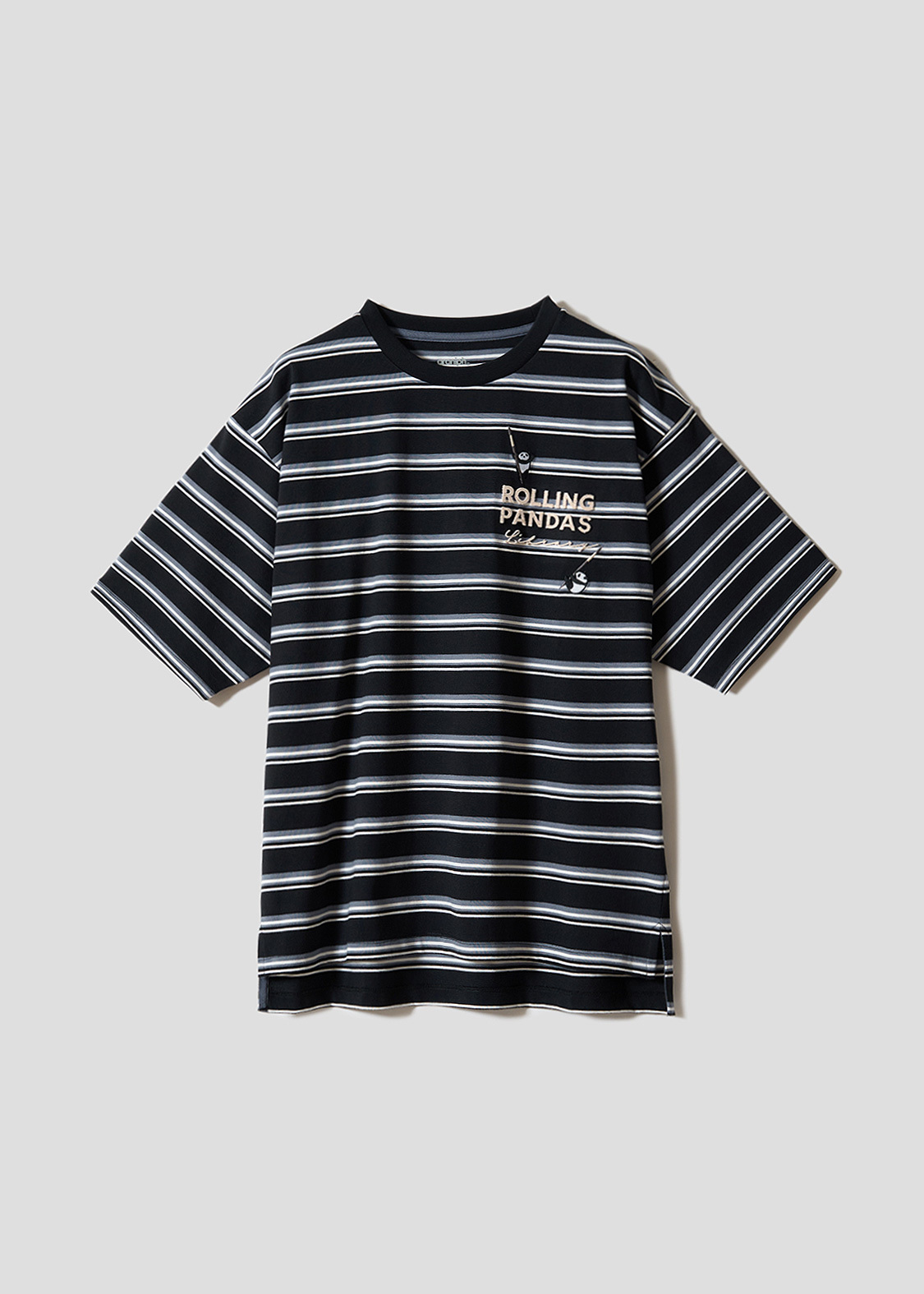日本預訂 graniph GH Rolling Pandas Library | Oversized Striped T-Shirt