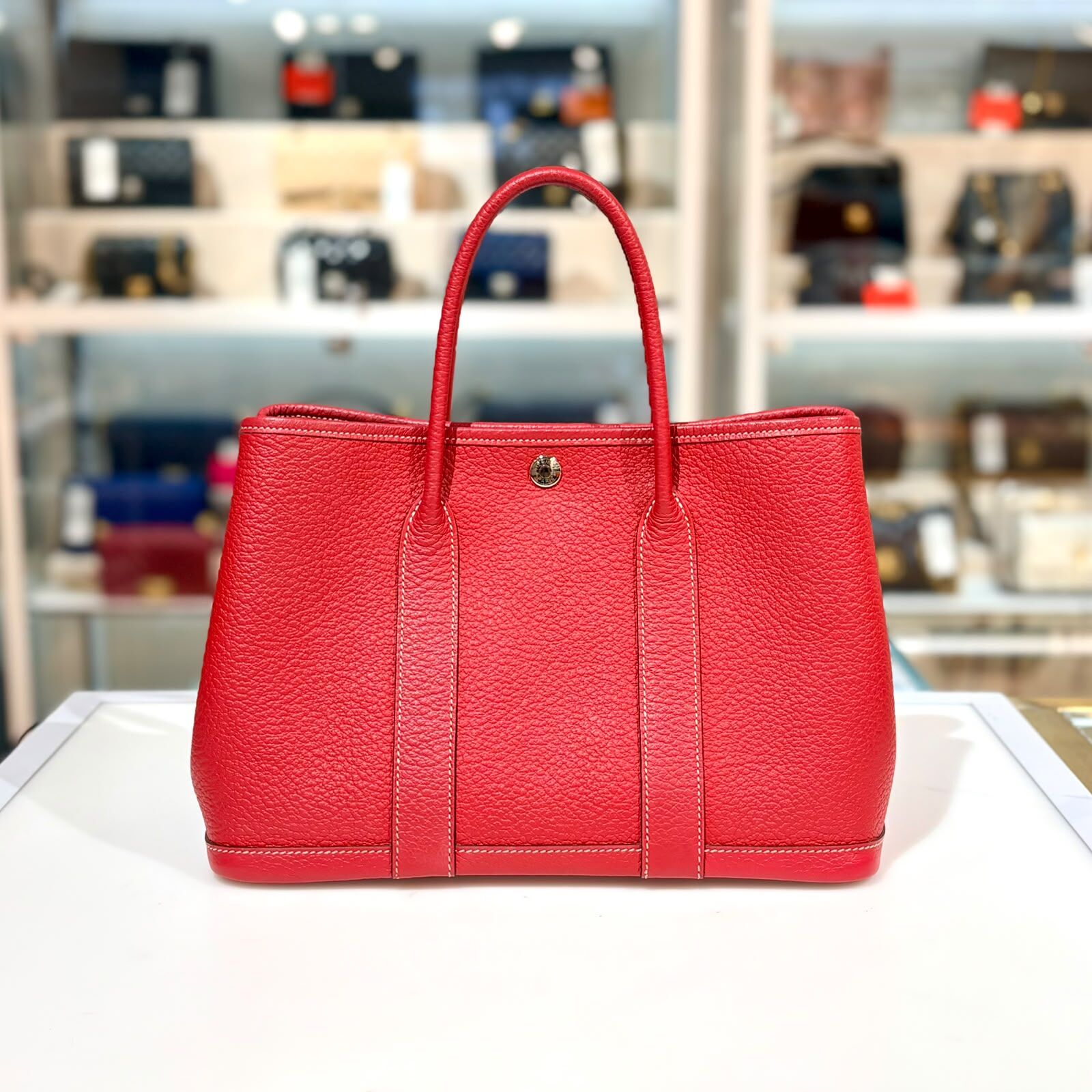 98%NEW二手HERMES GP30 石榴紅 C刻 NEGONDA皮 #GARDEN PARTY 30 #香榭站正品