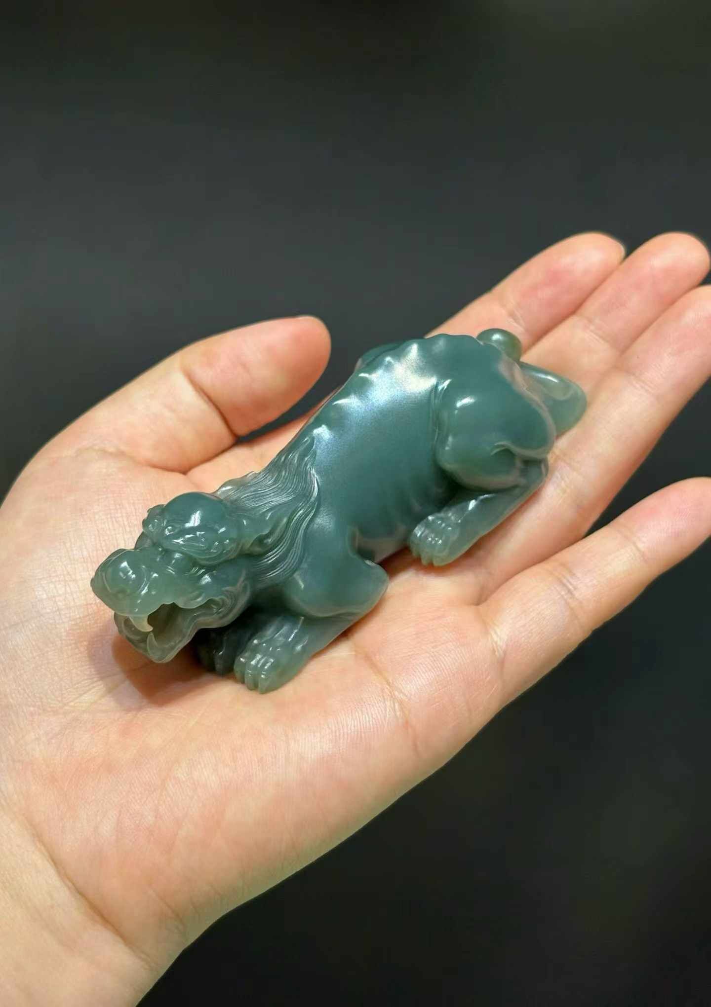 和田玉籽藍把件,天然和田玉軟玉