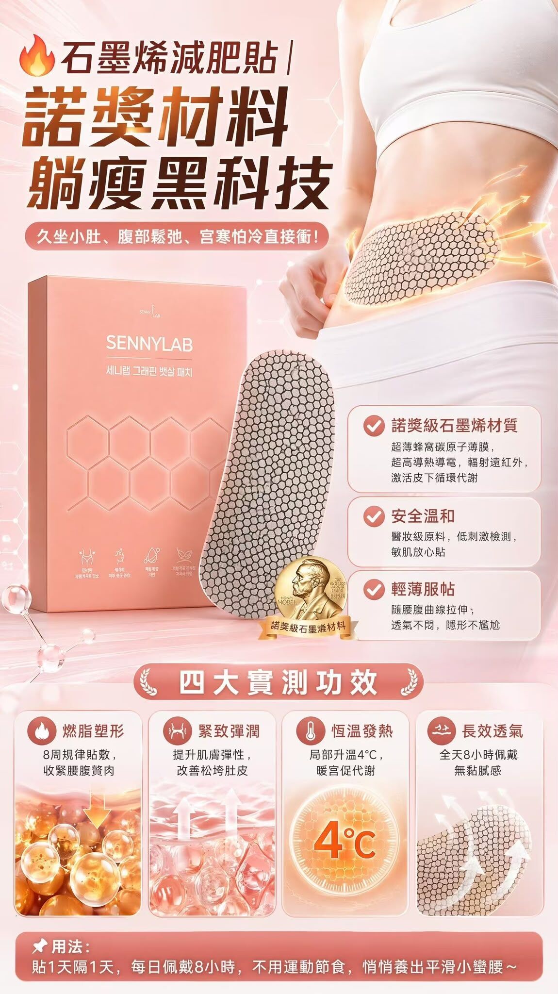 石墨烯減肥貼，躺瘦黑科技~186X
