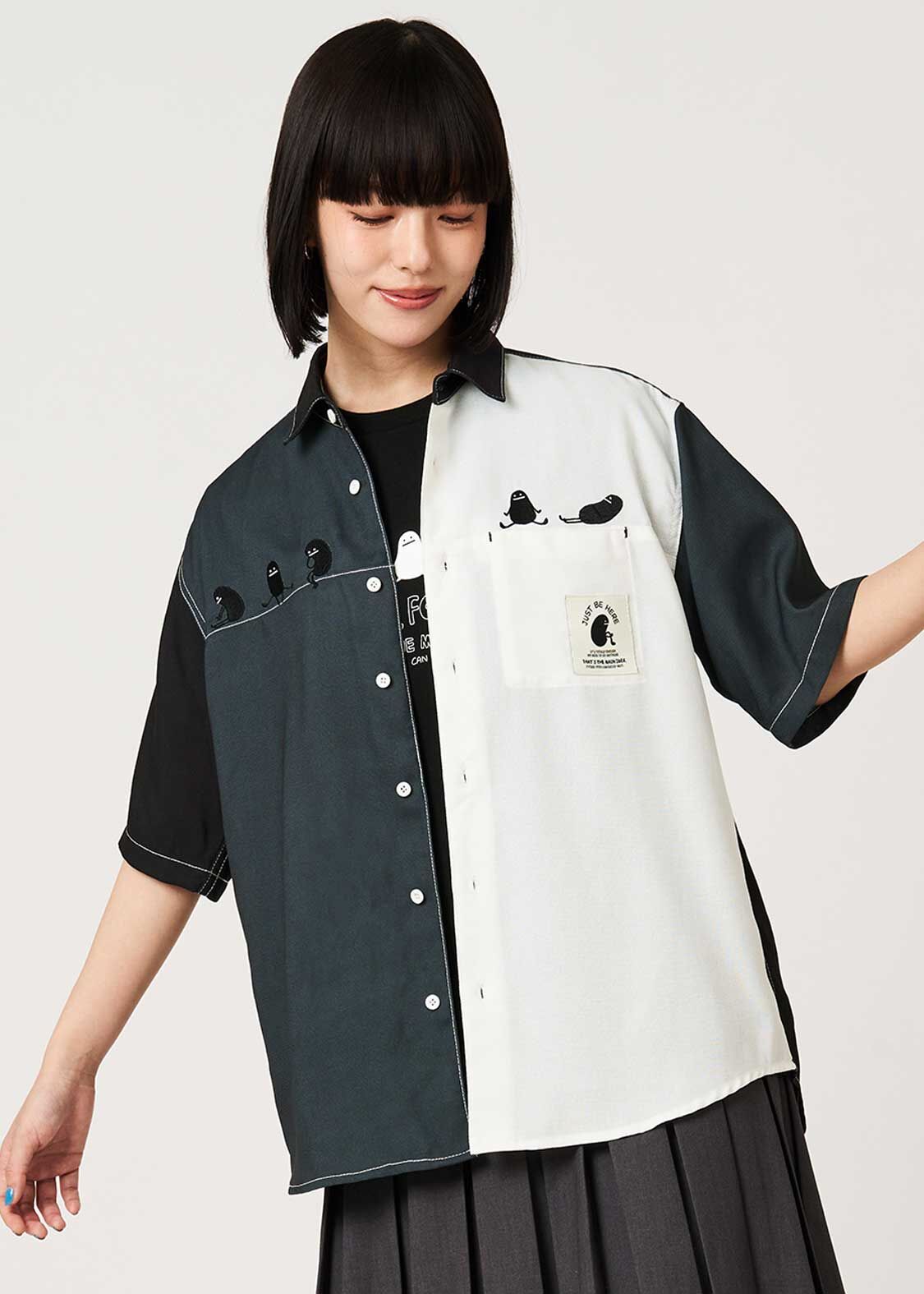 日本預訂 graniph GH Beautiful Shadow Just Be Here | Loose-Fit Short-Sleeve Shirt