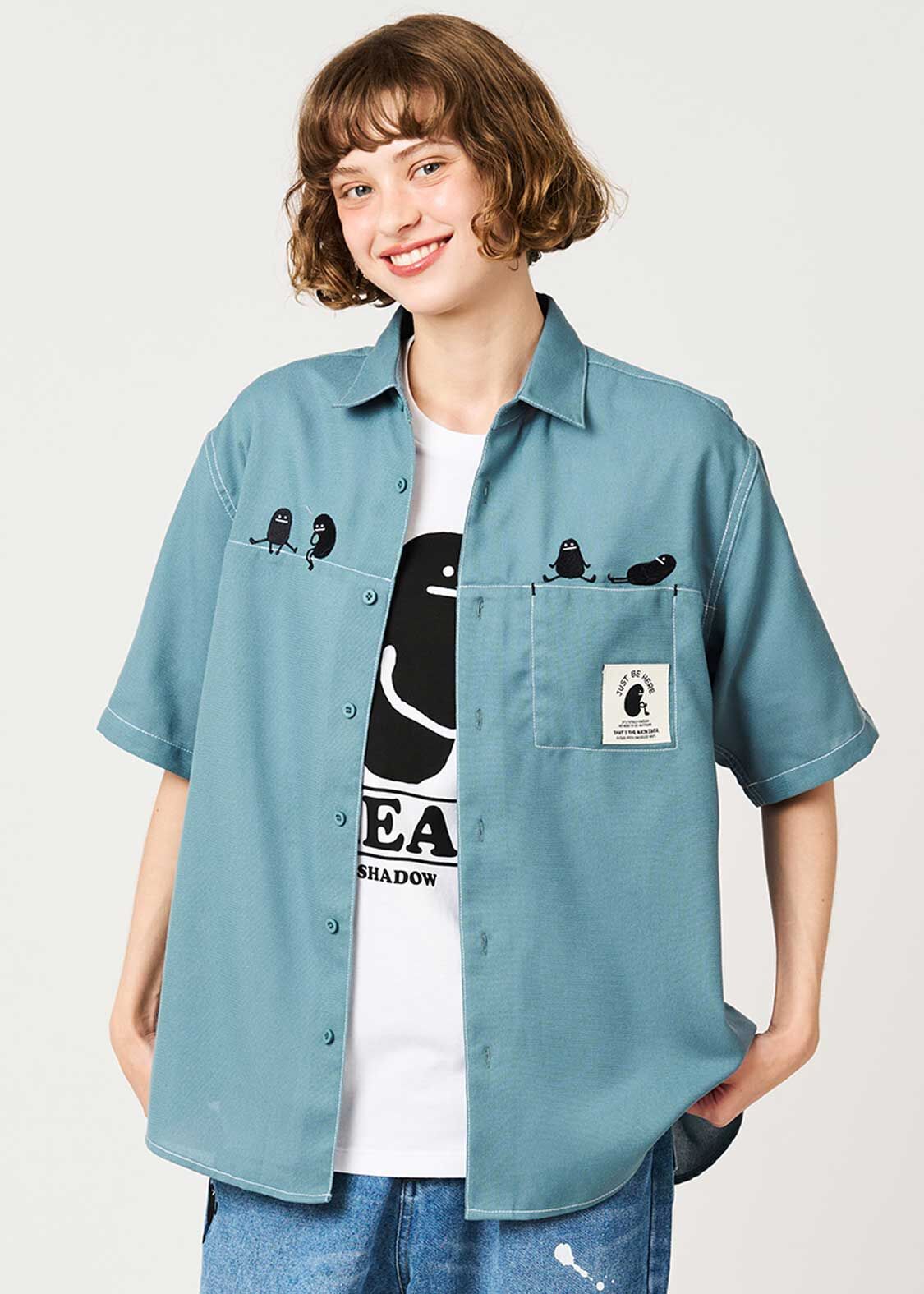 日本預訂 graniph GH Beautiful Shadow Just Be Here | Loose-Fit Short-Sleeve Shirt