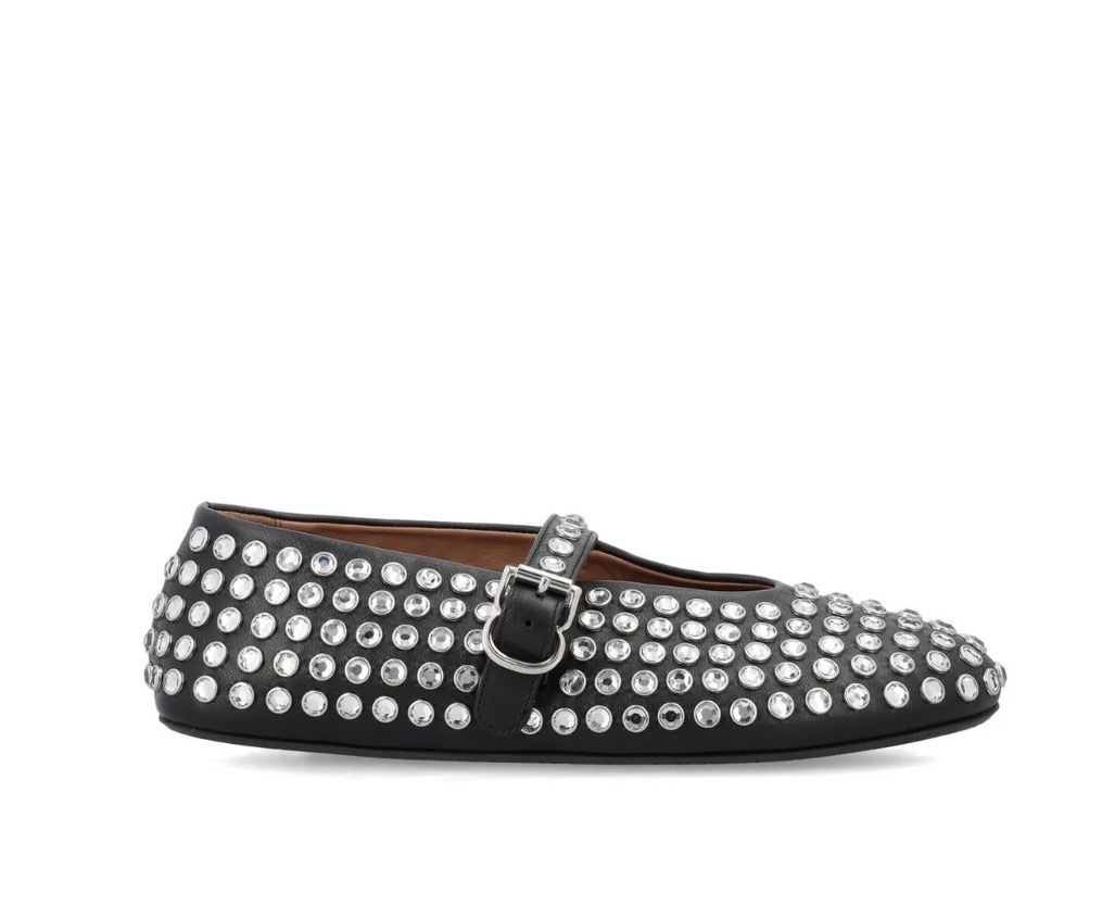 Alaia Black Embellished Ballet Flats