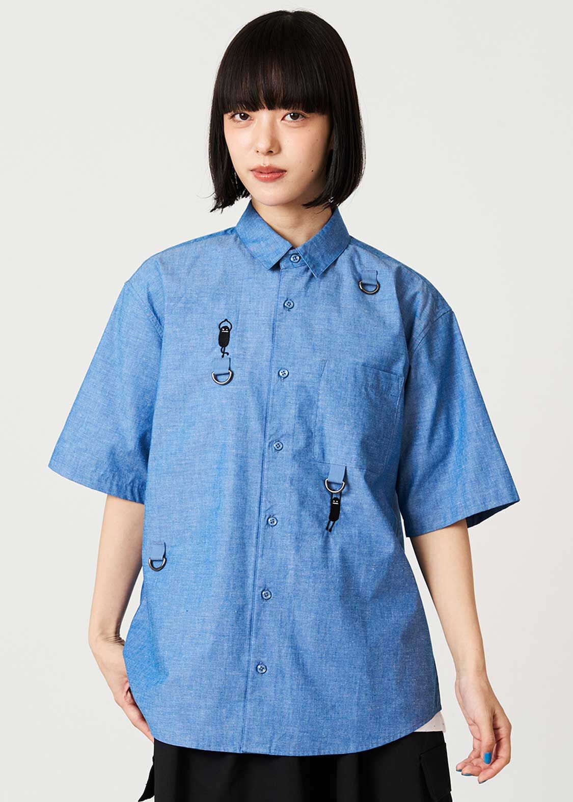 日本預訂 graniph GH Beautiful Shadow | Deco Loose-Fit Short-Sleeve Shirt