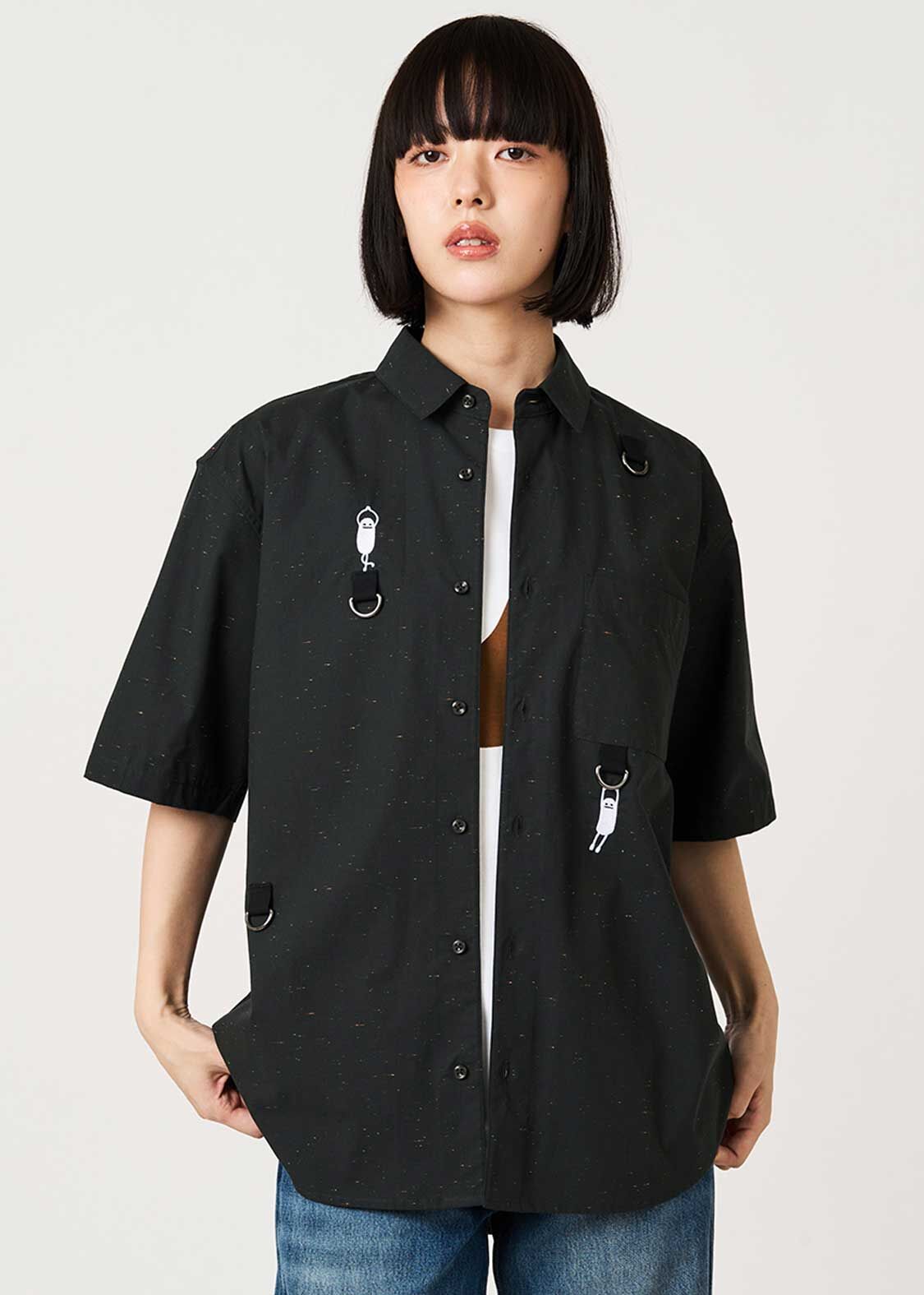 日本預訂 graniph GH Beautiful Shadow | Deco Loose-Fit Short-Sleeve Shirt