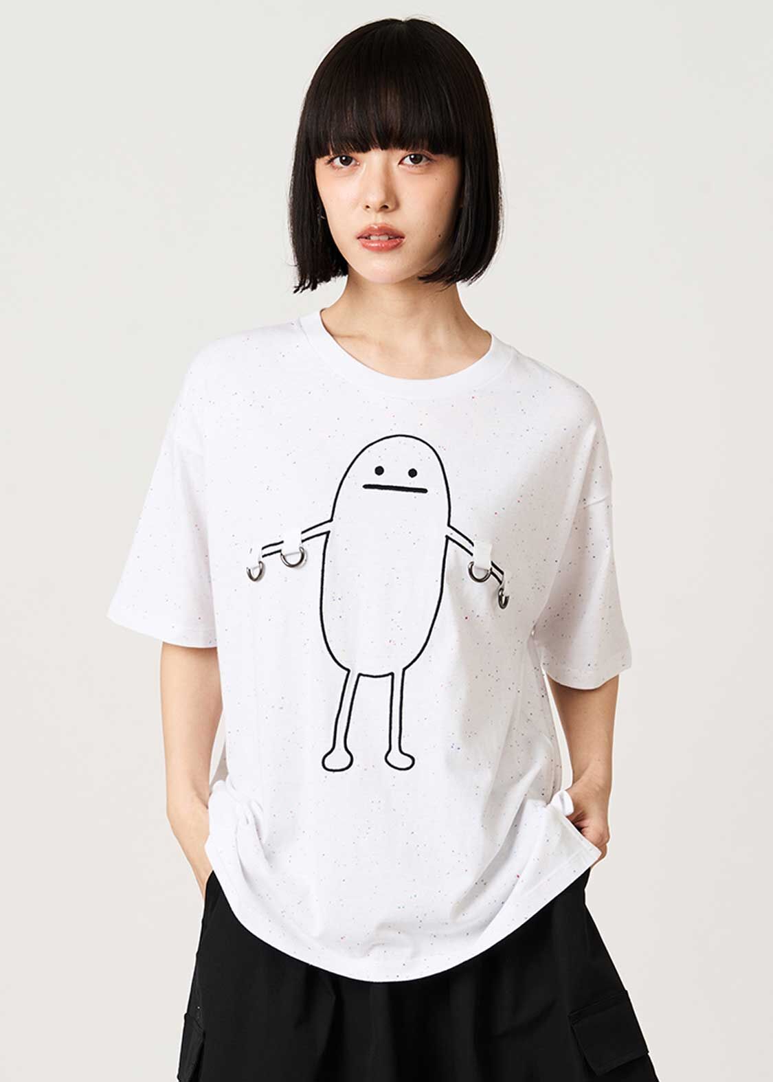 日本預訂 graniph GH Beautiful Shadow | Deco Oversized T-Shirt 白