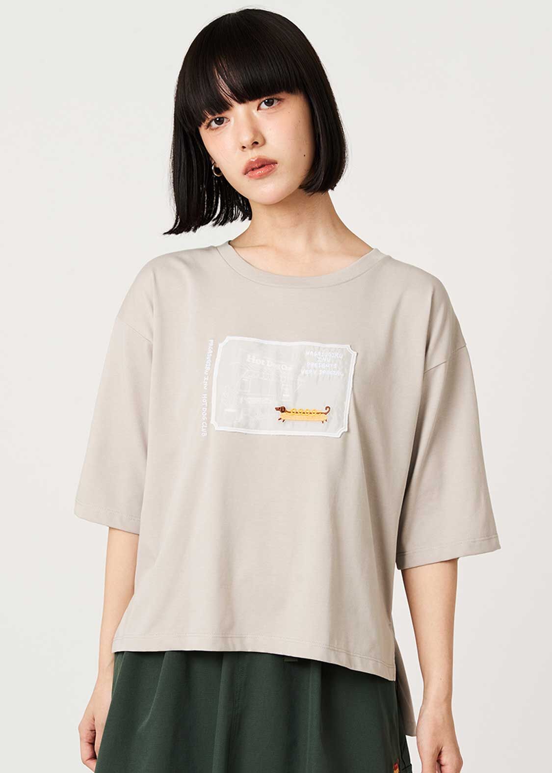 日本預訂 graniph GH Nagasugiru Inu Meets Hot Dog | Cropped T-Shirt COOL TOUCH  UV CUT