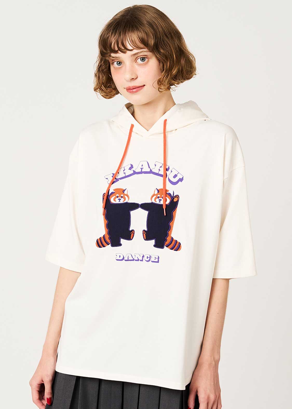 日本預訂 graniph GH Threat Display Dance | Oversized Short-Sleeve Hoodie 白