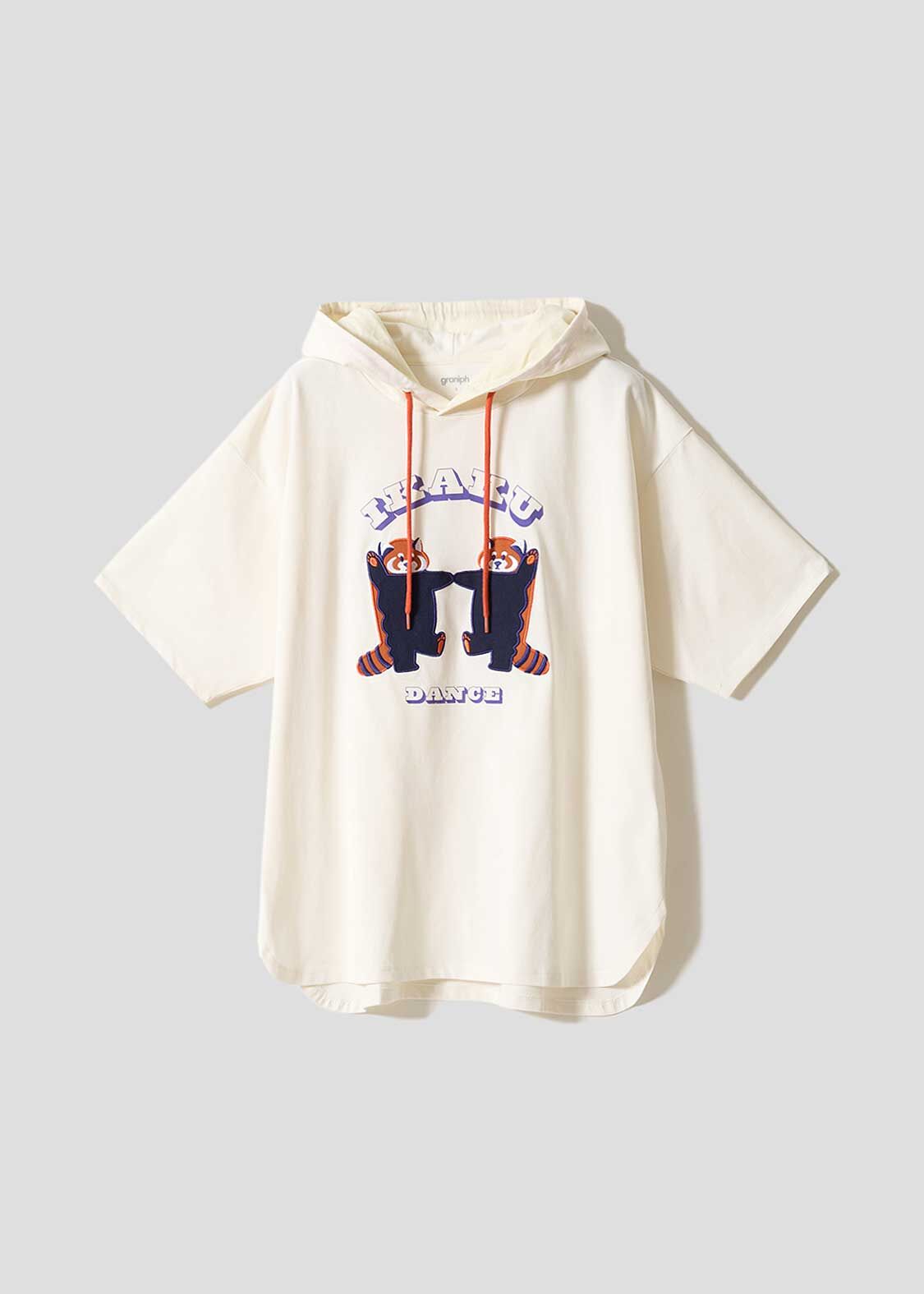 日本預訂 graniph GH Threat Display Dance | Oversized Short-Sleeve Hoodie 白