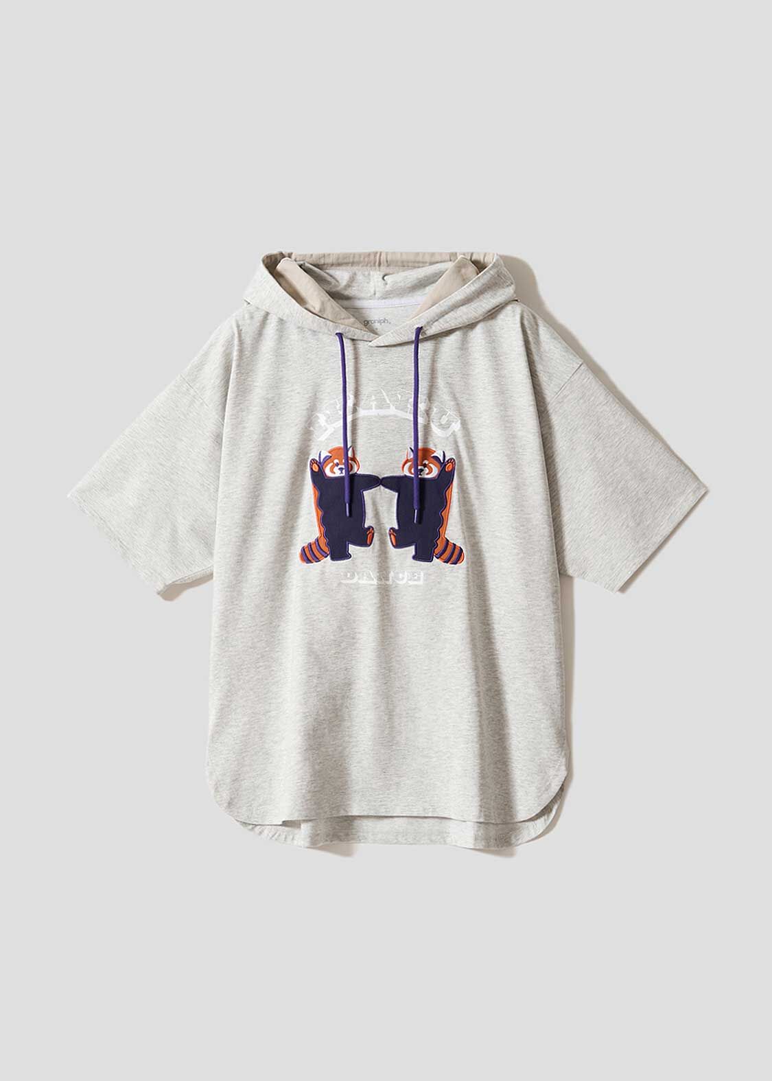 日本預訂 graniph GH Threat Display Dance | Oversized Short-Sleeve Hoodie 灰