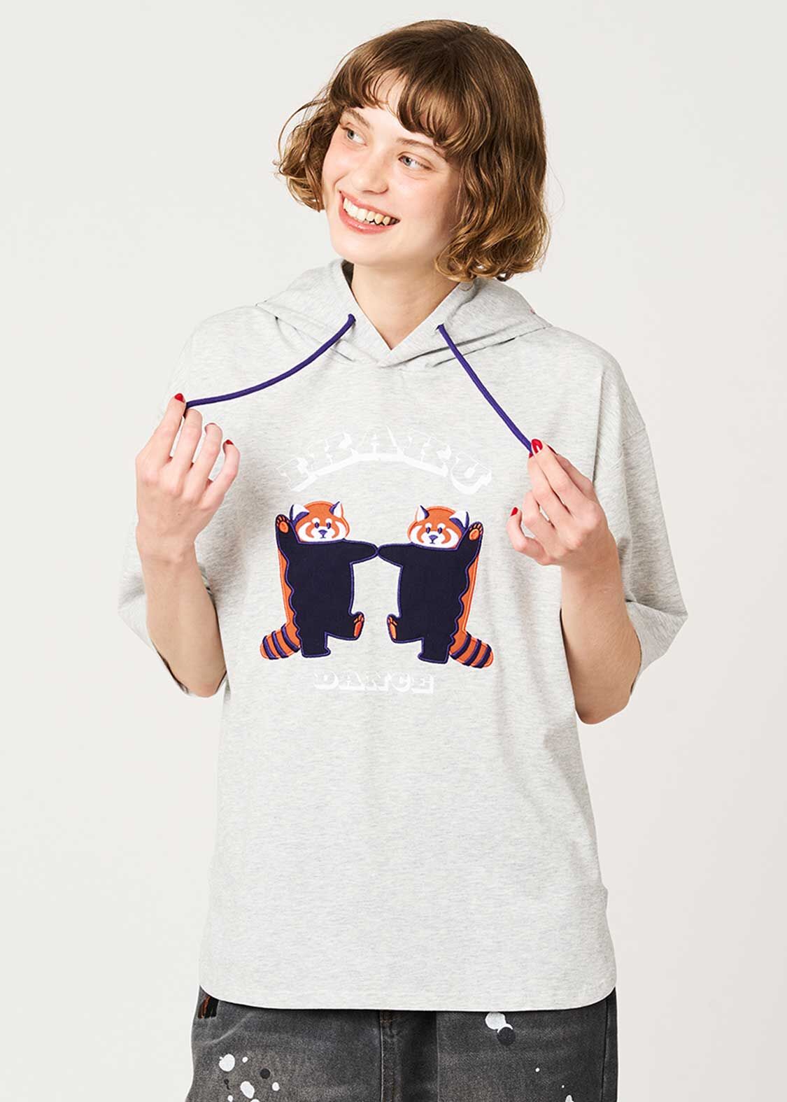 日本預訂 graniph GH Threat Display Dance | Oversized Short-Sleeve Hoodie 灰