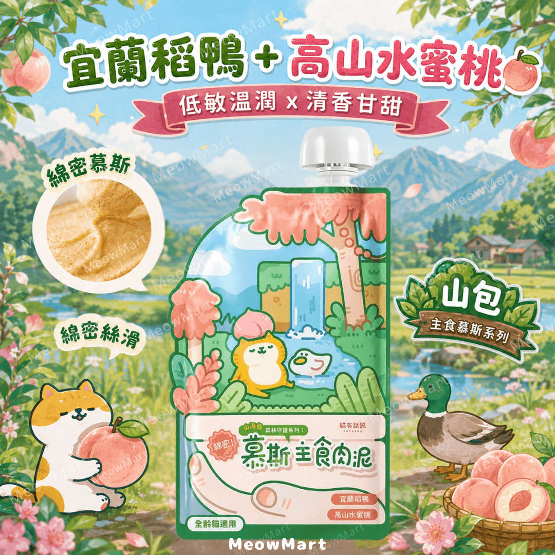 台灣貓有話說 (宜蘭稻鴨+高山水蜜桃) 山海包主食餐包 120g