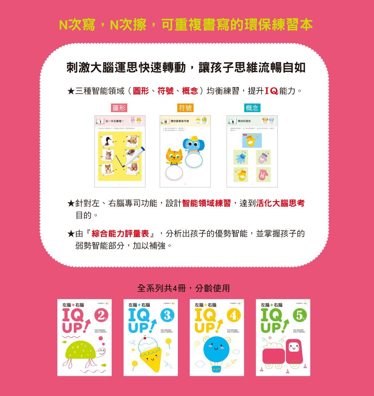 2歲左腦+右腦 IQ UP！（附水性筆）【N次寫】