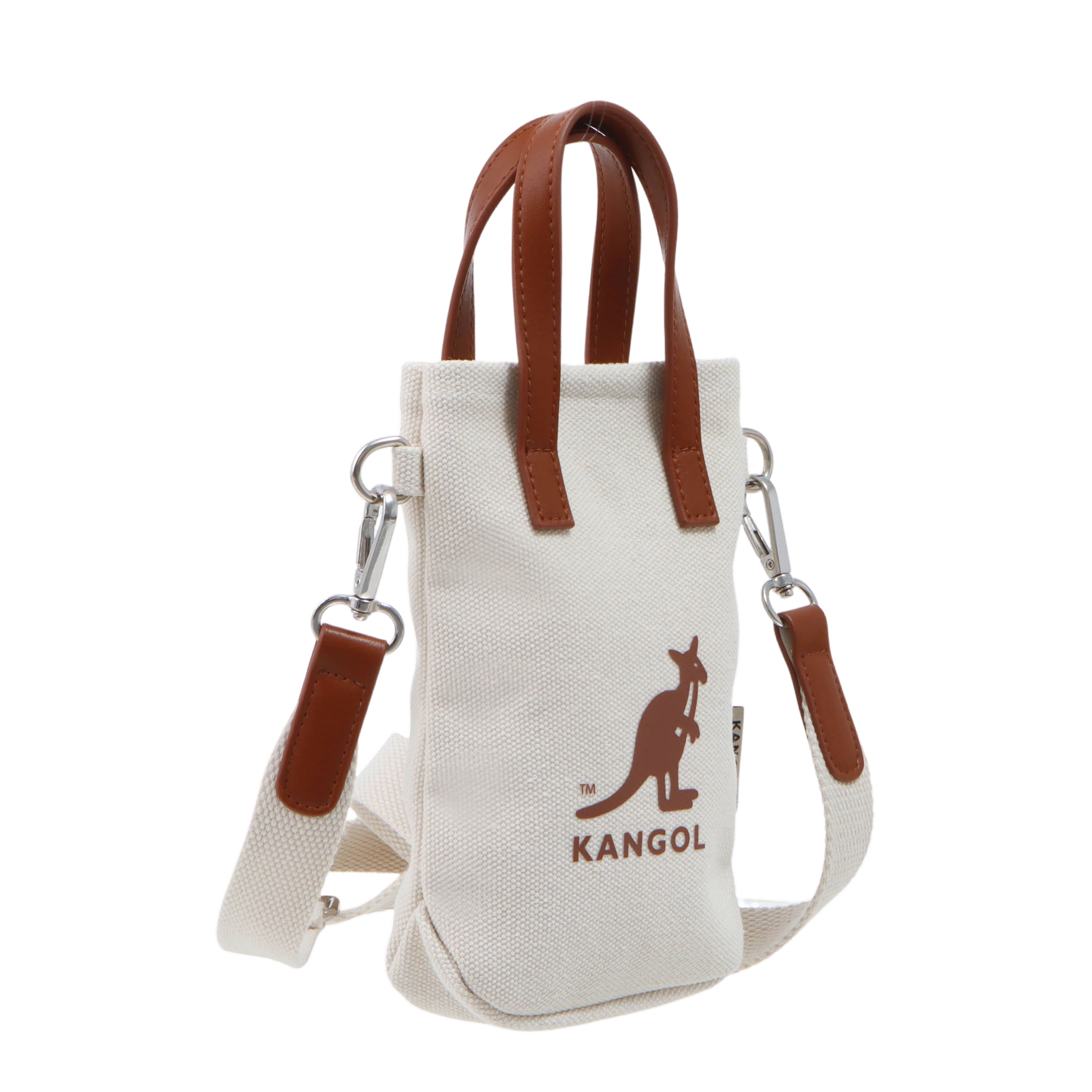 KANGOL 側背包 米白 帆布 皮革 小側包 6525170801