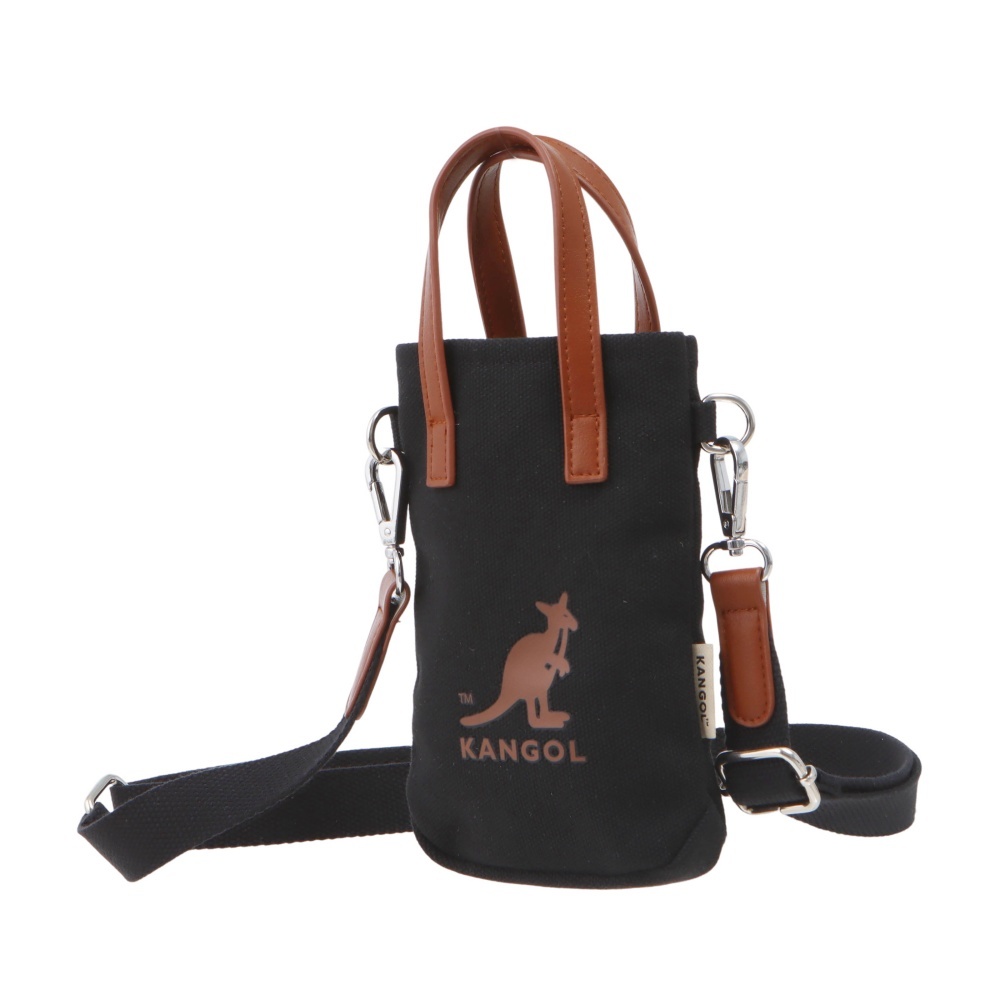 KANGOL 側背包 黑色 帆布 皮革 小側包 6525170820