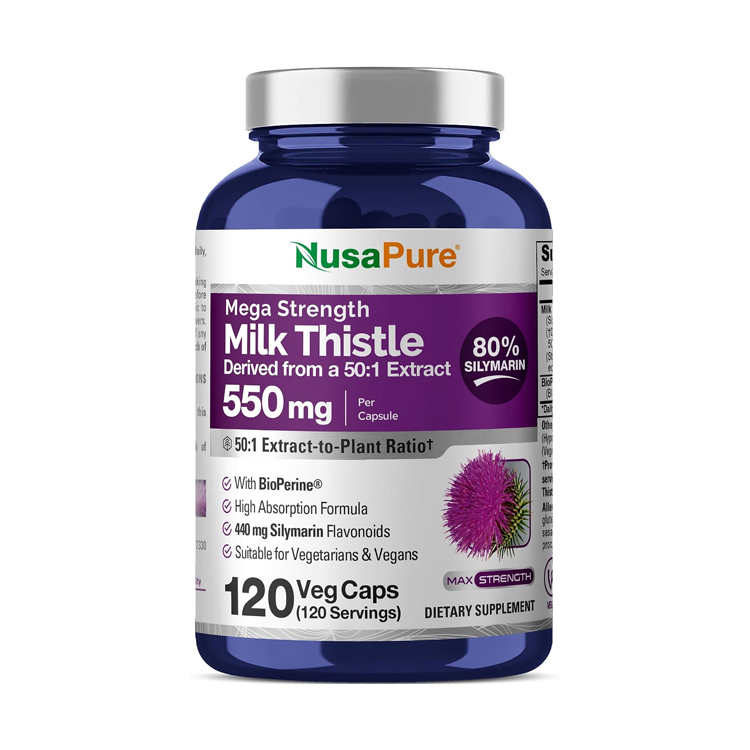 美國NusaPure 奶薊/水飛薊精華+黑胡椒27500毫克 ,120 粒膠囊