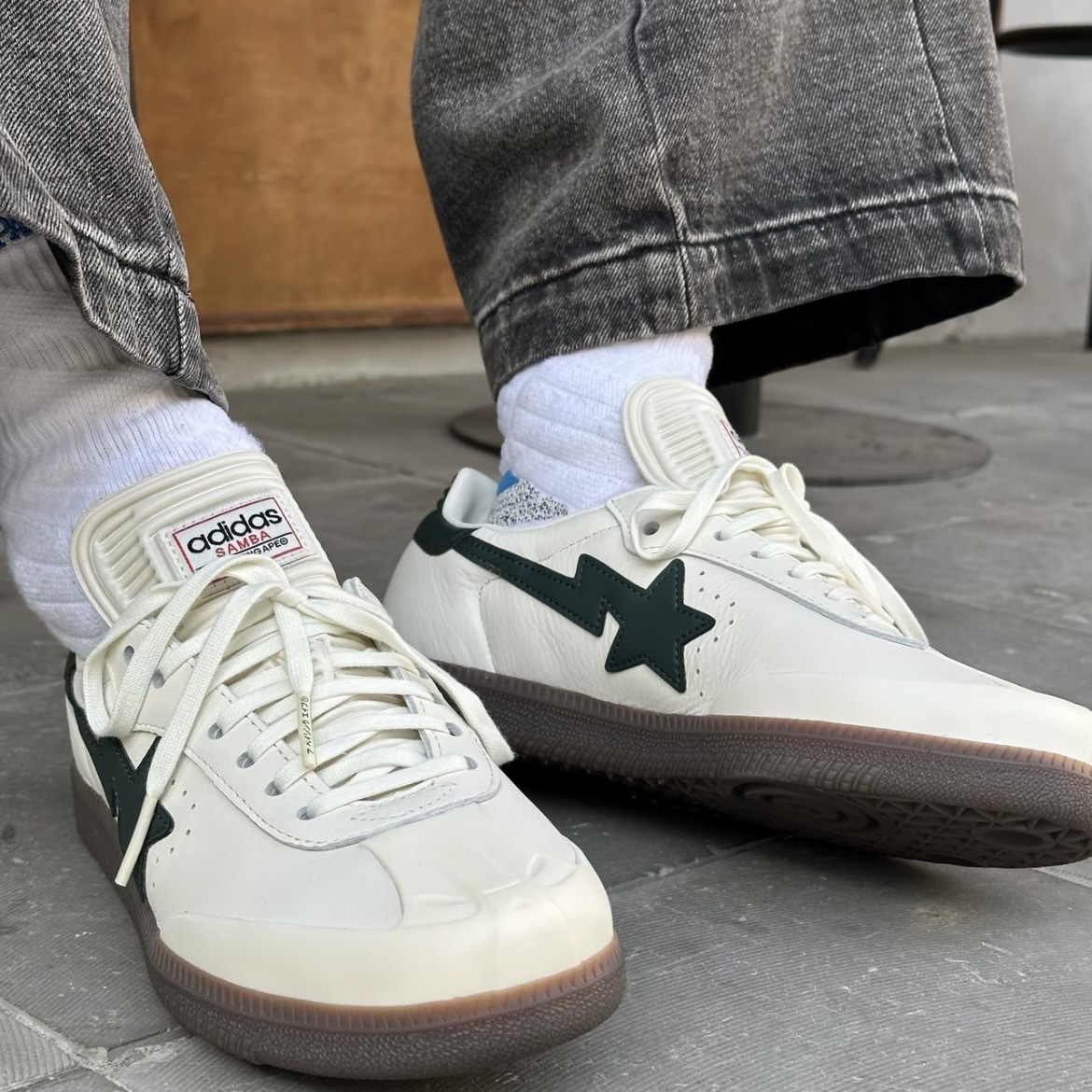 BAPExADIDAS SAMBA 米白綠 "WORLD CUP PACK"聯名款 休閒鞋 KJ8852
