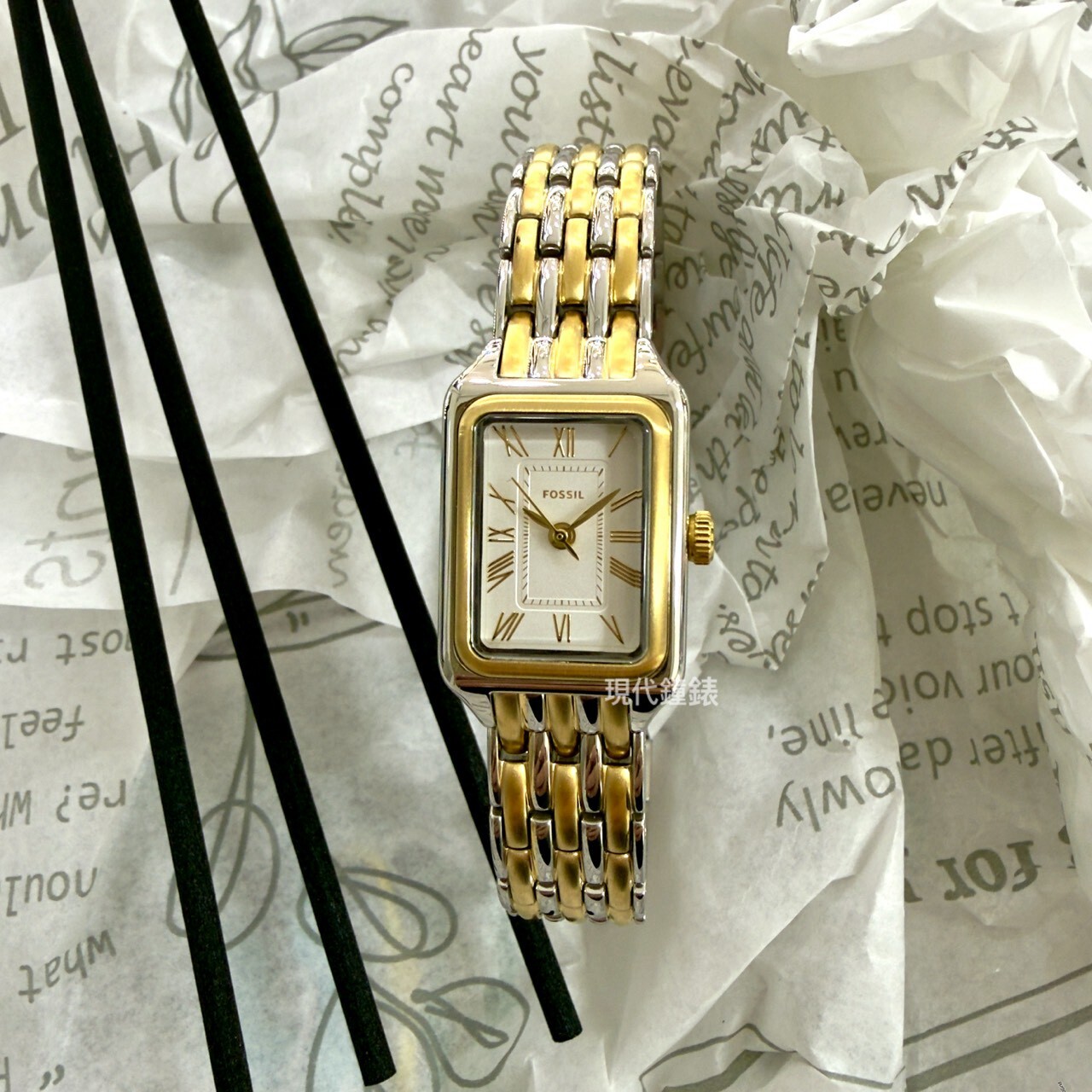 【FOSSIL】Raquel 爵士女伶復古女錶(金銀)  ES5468 18mm 現代鐘錶