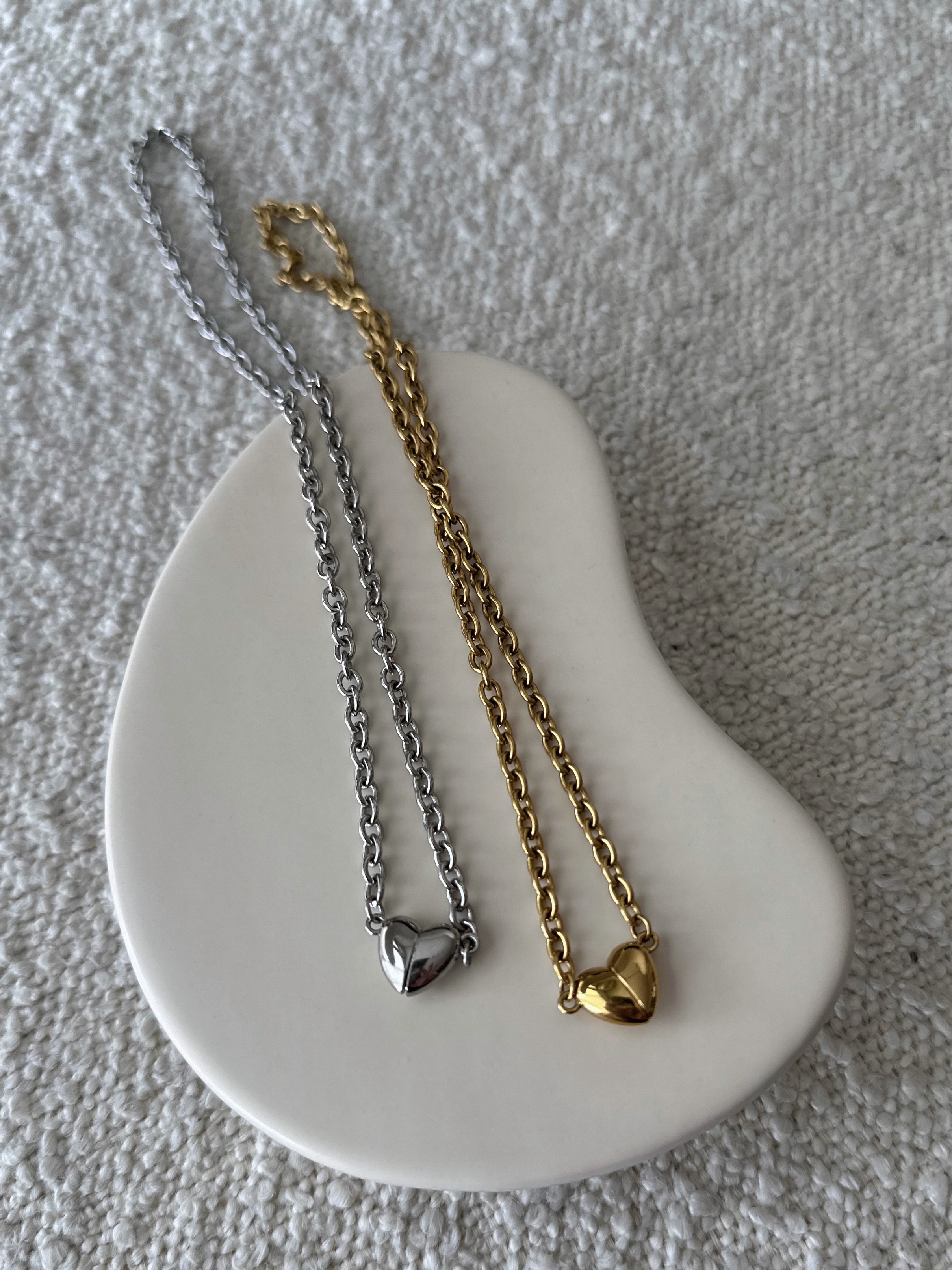 SS magnet heart lock necklace