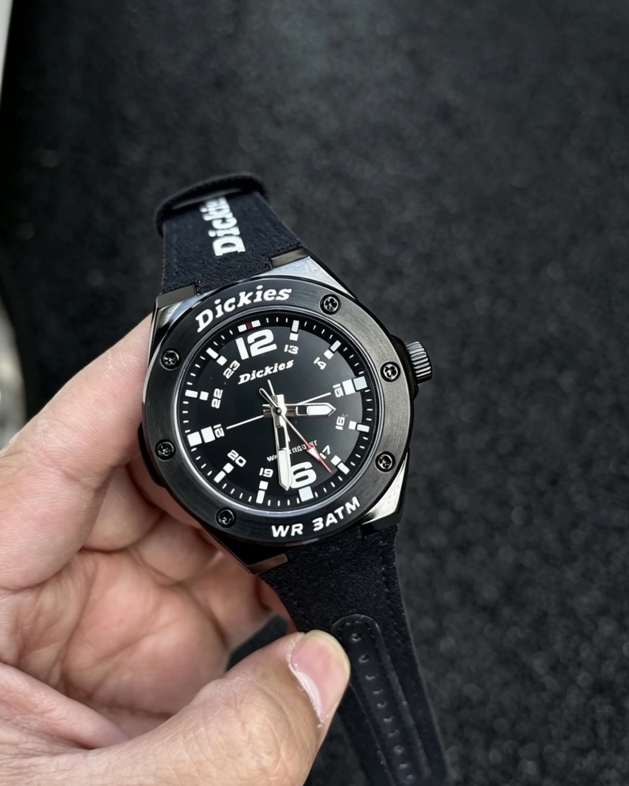 #現貨 DICKIES 30米防水 石英機芯 帆布皮革錶帶 夜光指針 腕錶 CL-731 黑色