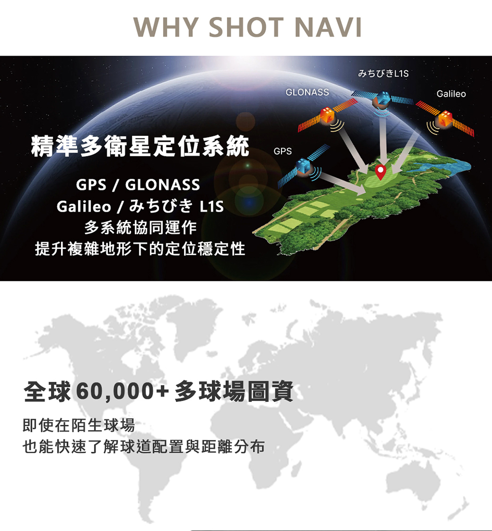 Shot Navi EXCEEDS高爾夫GPS手錶支援全球60000+球場圖資與多衛星精準定位系統