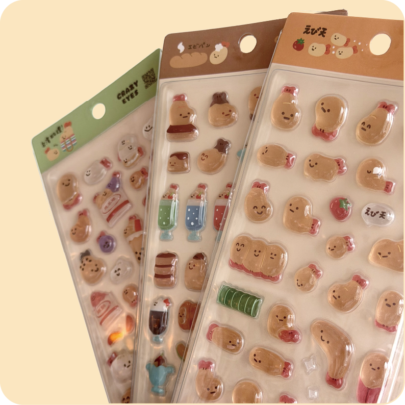 Shrimp 3D Crystal Stickers – 3 Designs